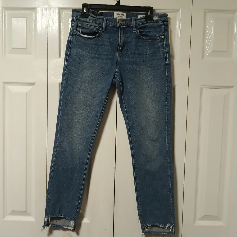 Frame Denim Women's Le Boy Cropped Ankle Jeans in Blue